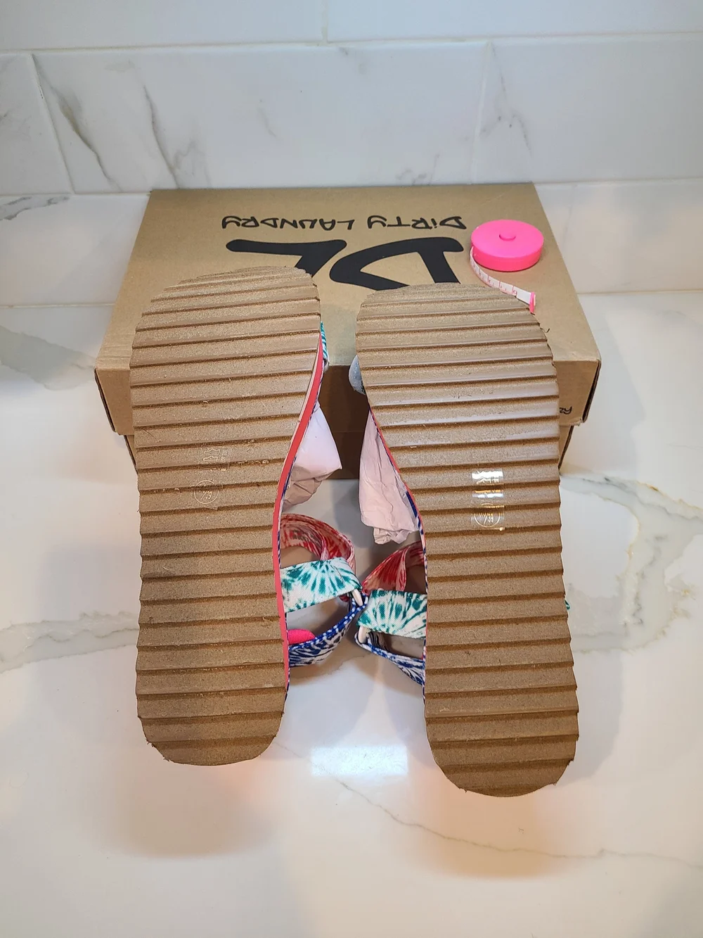 Dirty Laundry Women's Tie-Dye Platform Sandals - Blue/Pink/Green 8.5 EU 39 NEW